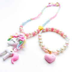 Sparkling Unicorn Necklace Bracelet Set