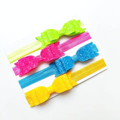 Neon Glow Bow Headband Set