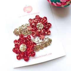 Glittering Daisy Clips