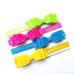 Neon Glow Bow Headband Set