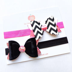 Black Pink Bow & Headband Set