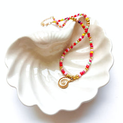 Coral Sunset Shell Choker- Gold Plated