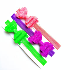 Neon Sparkle Bow Headband Set