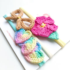 Hearts Blossoms & Bows Headband Set