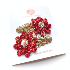 Glittering Daisy Clips