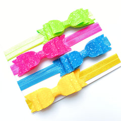 Neon Glow Bow Headband Set