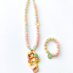 Coral Bloom Mermaid Necklace & Bracelet Set