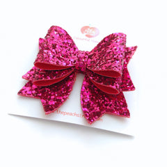 Festive Bow- Glittery Pink