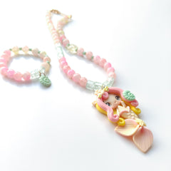 Coral Bloom Mermaid Necklace & Bracelet Set