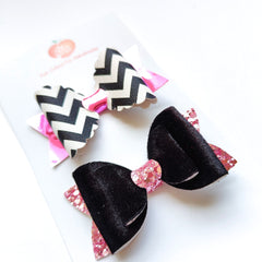 Black Pink Bow & Headband Set