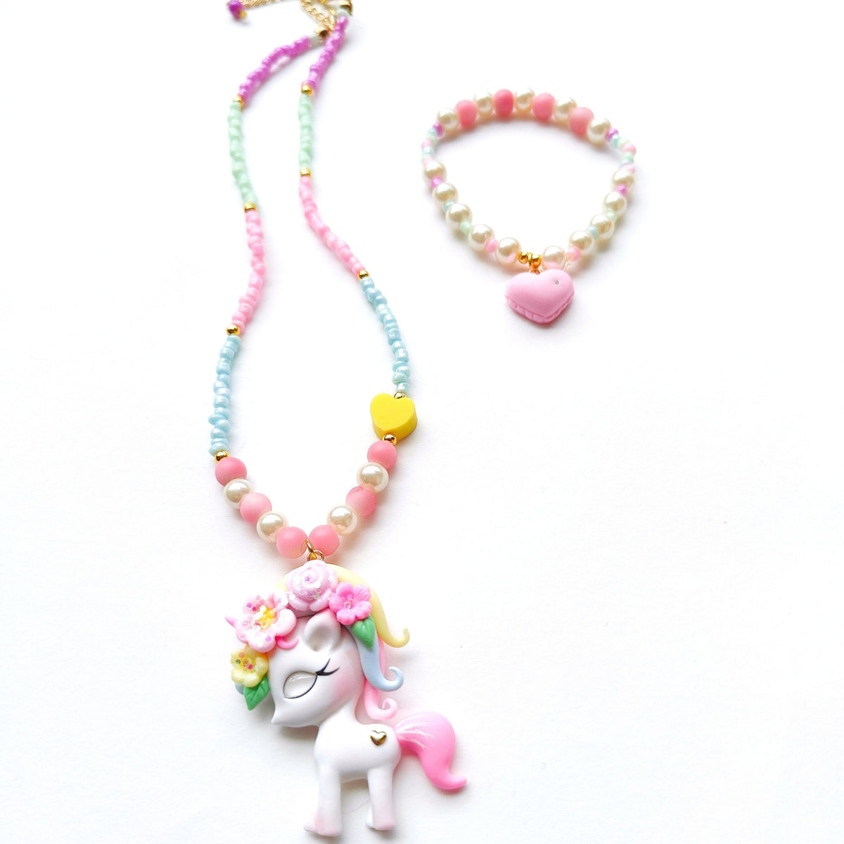 Sparkling Unicorn Necklace Bracelet Set