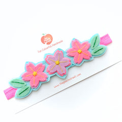 Cherry Blossom Headband- Aqua