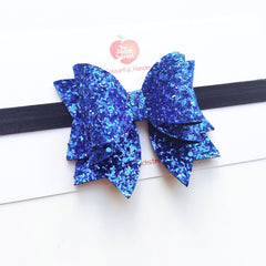 Glittery Blue  Festive Bow Headband